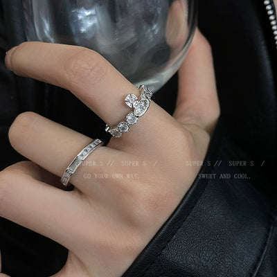 Super Flash Queen Mother Earth Planet Double-Layer Ring Female Twin Switchable Index Finger Ring Accessible Luxury Classy Simple Bracelet Couple's Ring