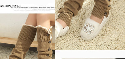 Women's Lolita Autumn Japanese-Style Wool Button Socks