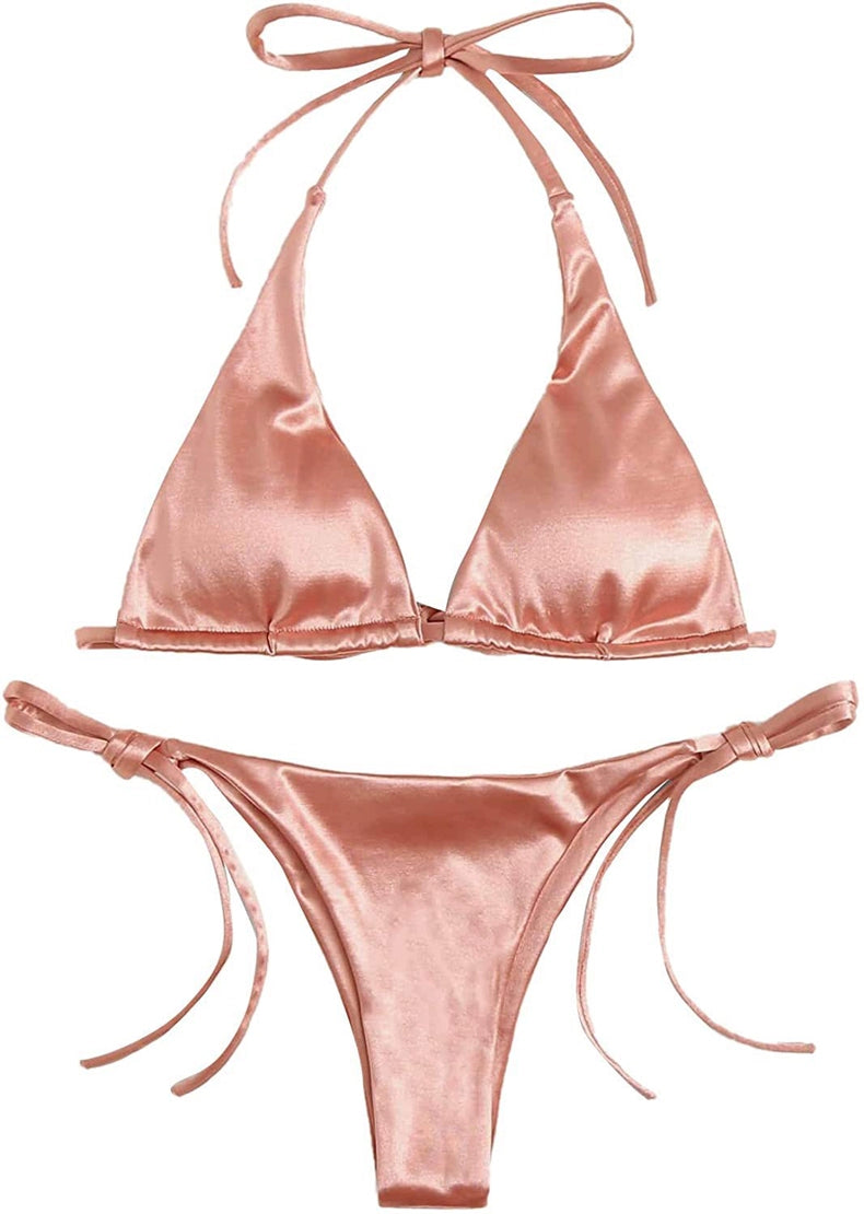 Fashion Sexy Bikini Sexy Golden Three-Point Bikini Shoelace Separates Hot Spring Beach Vacation Swimsuit Women