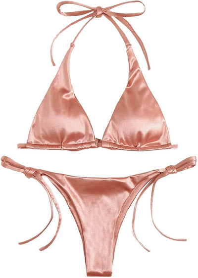Fashion Sexy Bikini Sexy Golden Three-Point Bikini Shoelace Separates Hot Spring Beach Vacation Swimsuit Women