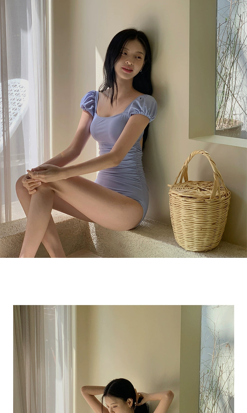 Big Fisherman Open Back Triangle One-Piece Hot Spring Vacation Swimsuit