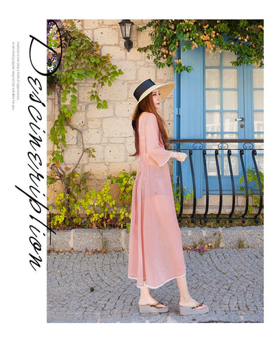 Beautiful Vacation Long Pleating Beach Shawl Cardigan