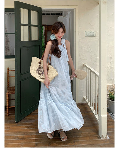 Lazy Vacation Style Dress Summer Elegant Halter