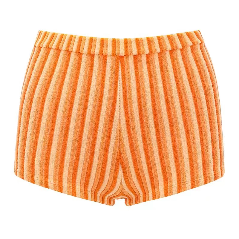 European and American Gyaru Orange Stripe Towel Cloth Sexy Pure Desire Bikinis Women Thailand Vacation Seaside Swimsuit Hot Spring