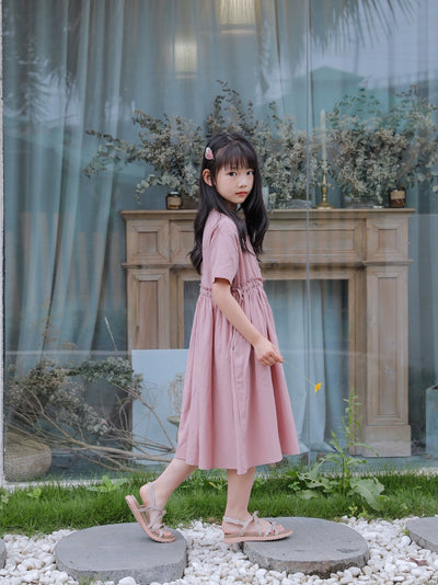 Yijiang/2025 Summer Clothing New Arrival Original Mother-Daughter Matching Outfit/Japanese Style Pink Vacation Style Parent-Child Clothing Pure Cotton Dress Thin