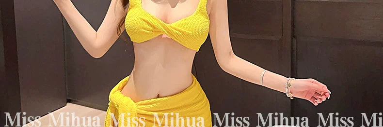 2025 New Swimsuit Women's Ins Style Sexy Separates Bikini Sexy Push up Three-Piece Vacation Women's Swimsuit