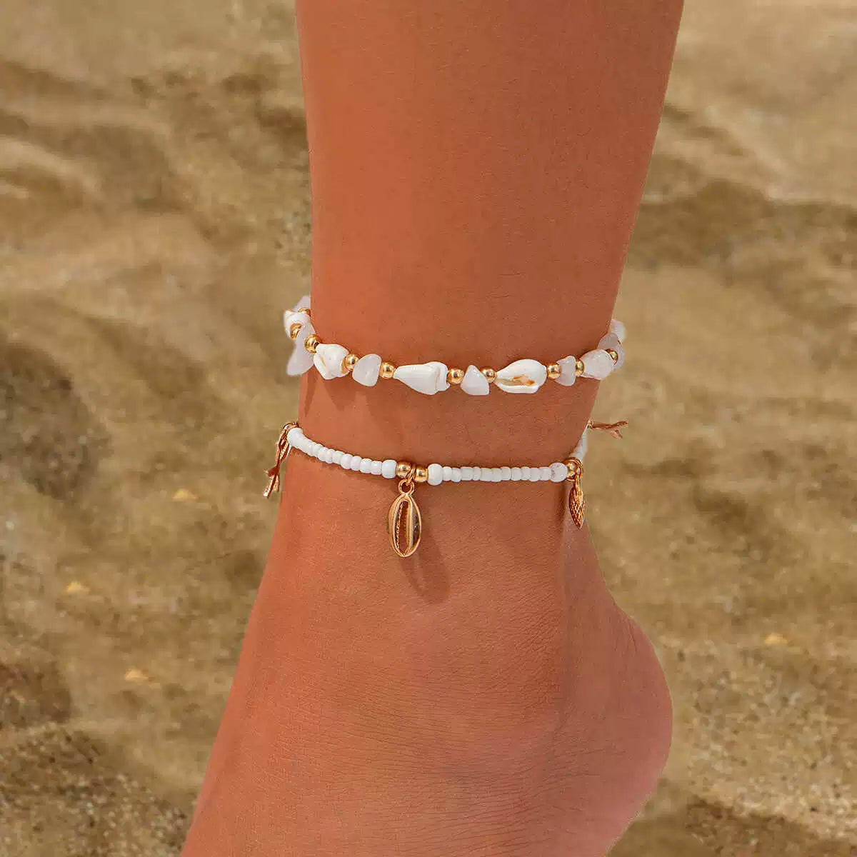 Fashion New Holiday Natural Shell Anklet Female Ins Niche Design Classy Sexy Beach Accessories Tide