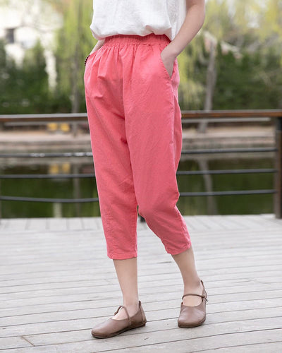 Artsy Loose and Simple Slimming Thin Holiday Capri Pants
