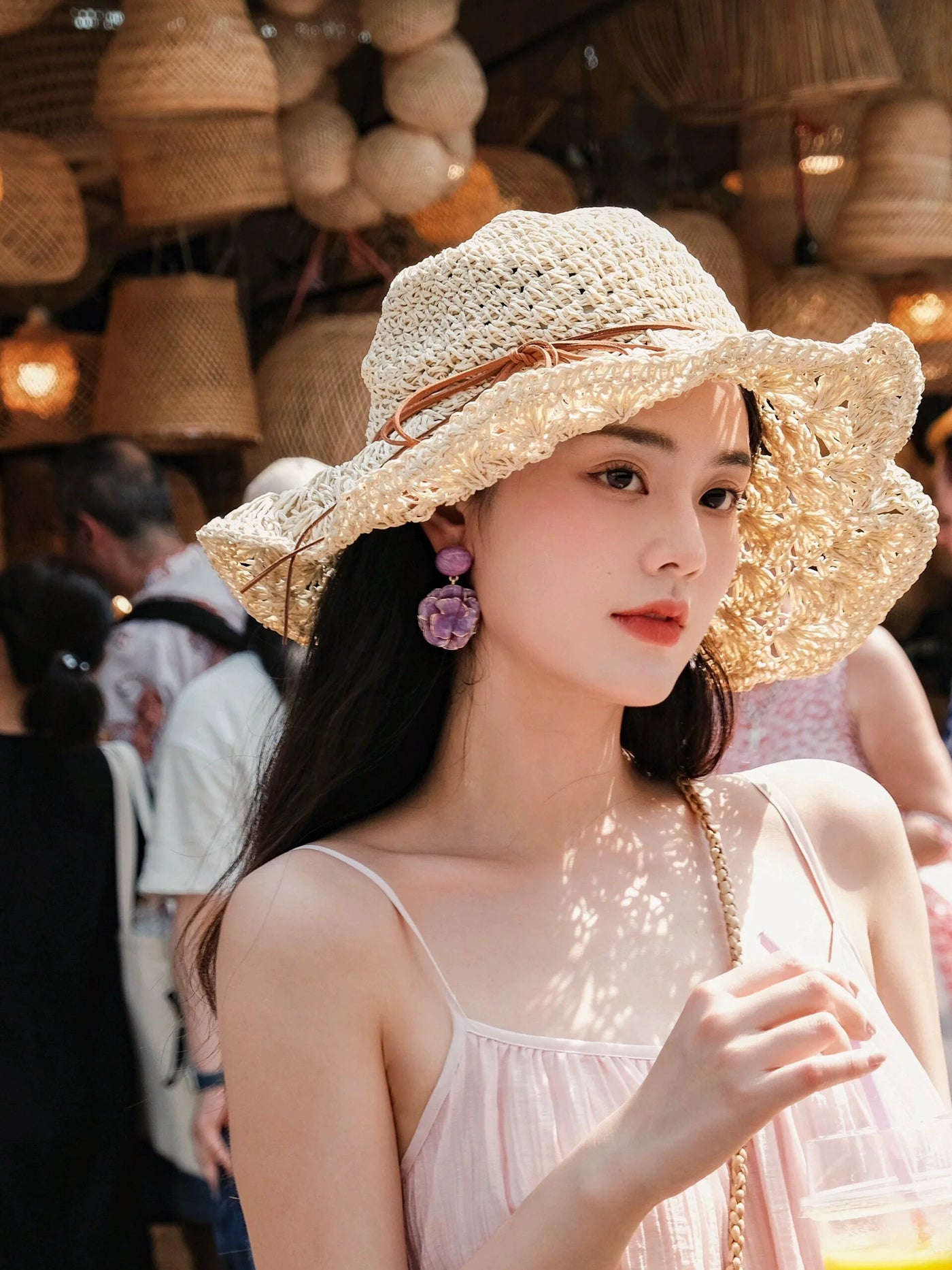 Women's Summer Outdoor Sunshade Foldable Bow Straw Hat