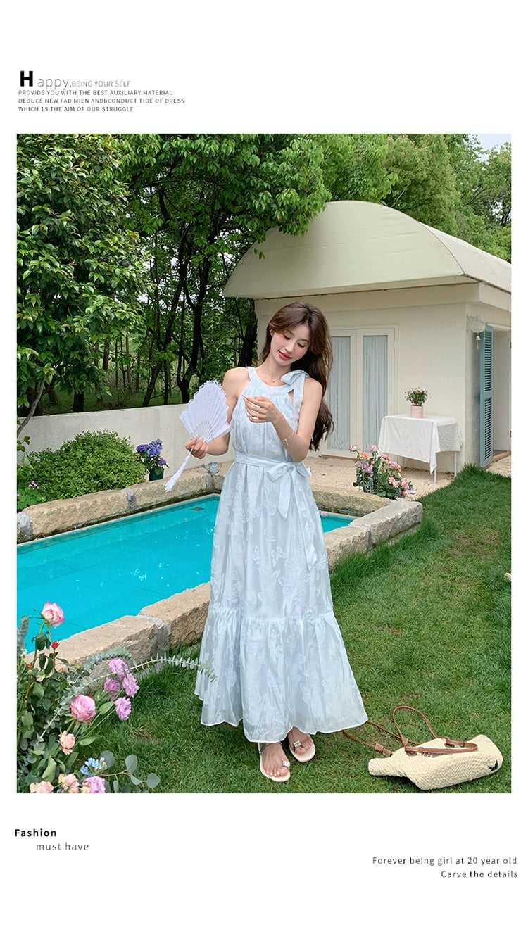 Lazy Vacation Style Dress Summer Elegant Halter
