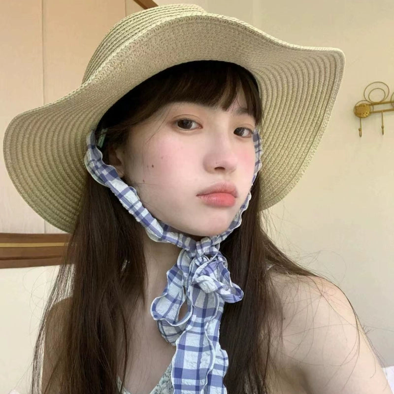 Female Summer Sweet Girl Outdoor Vacation Style Photo Straw Hat