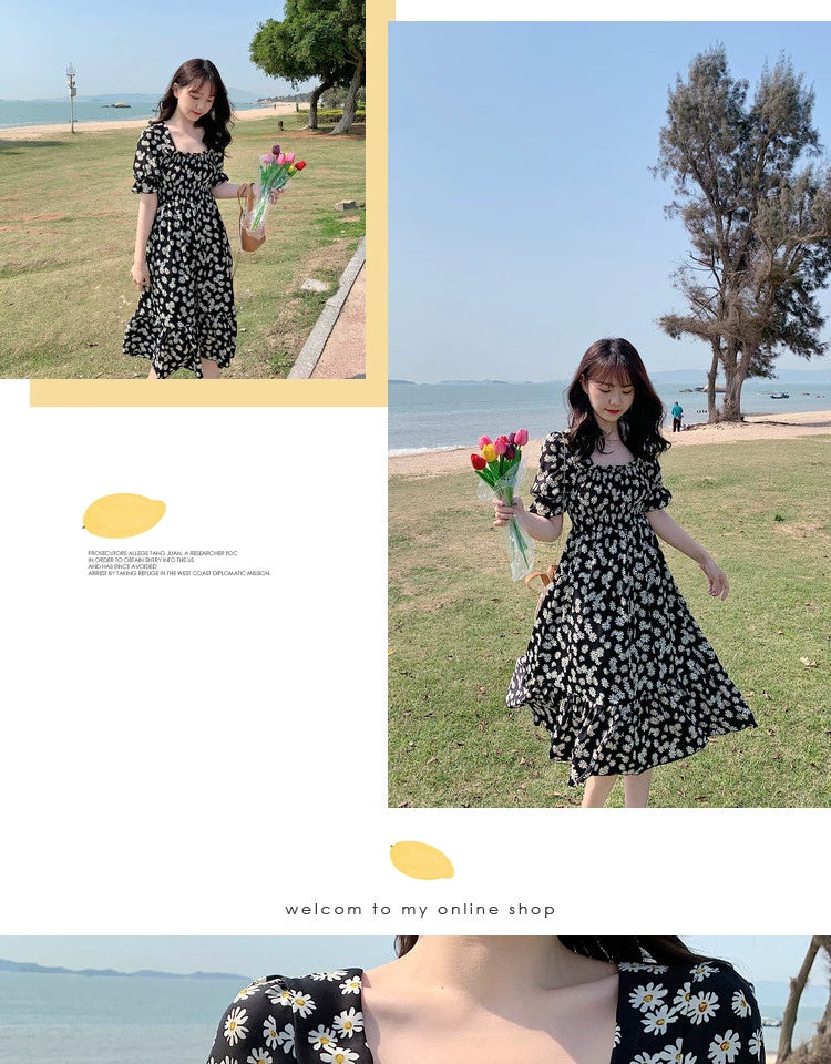 Super Fairy Open Back Chiffon Tea Break French Floral Dress