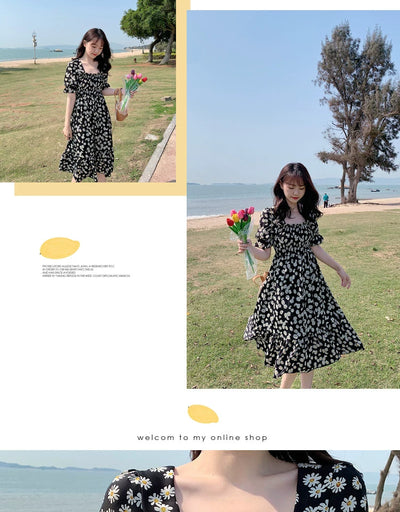 Super Fairy Open Back Chiffon Tea Break French Floral Dress