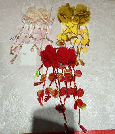 Long European and American Exaggerated Tassel Thin-Looking Earrings Flowers