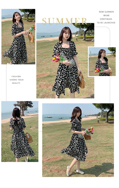 Super Fairy Open Back Chiffon Tea Break French Floral Dress