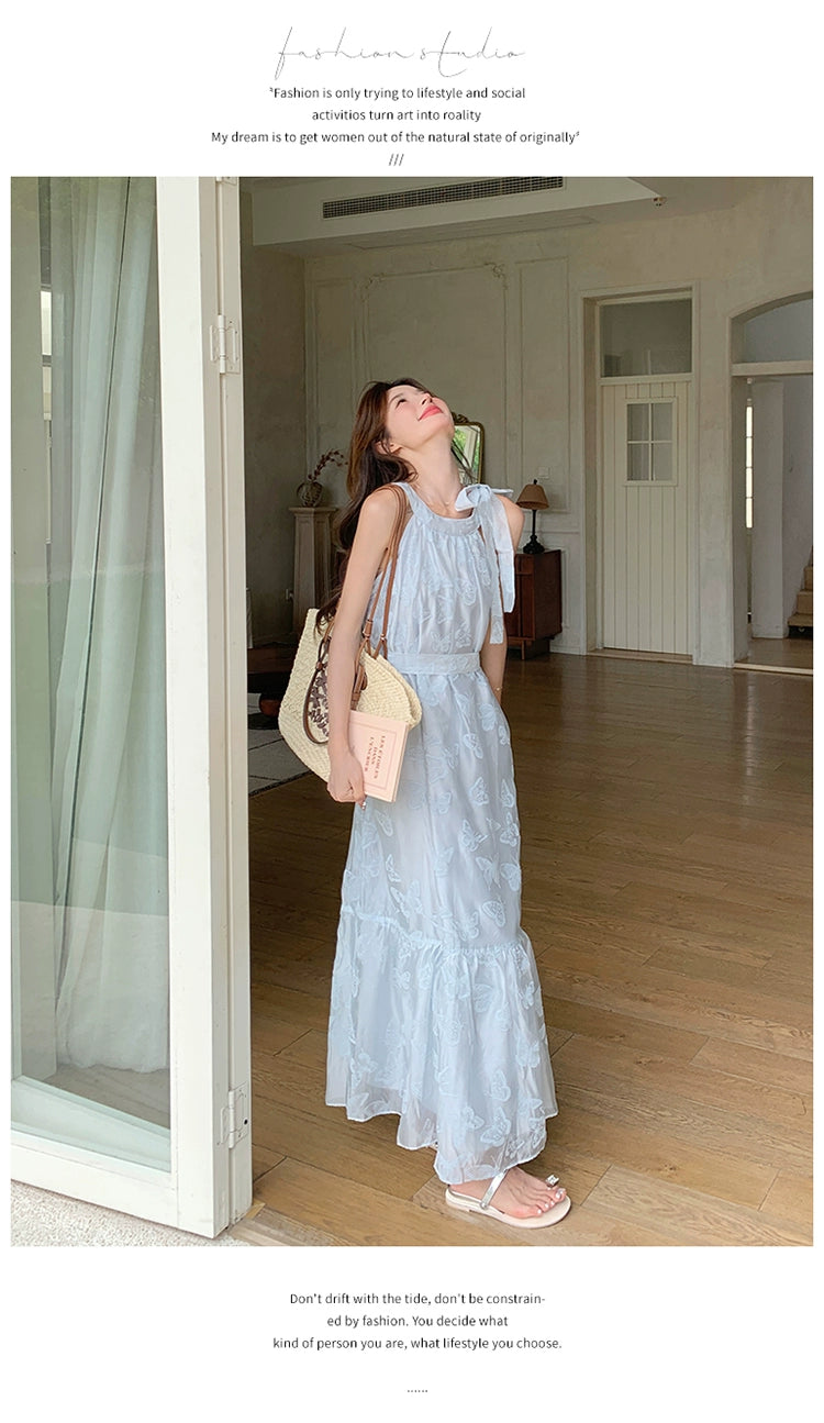 Lazy Vacation Style Dress Summer Elegant Halter
