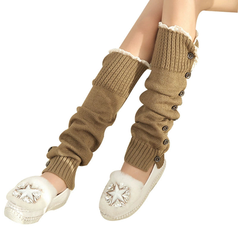 Women's Lolita Autumn Japanese-Style Wool Button Socks