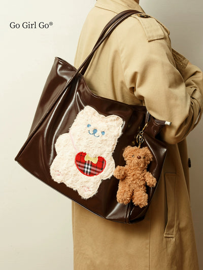 Cute Bear Tote Bag Female 2025 New Arrival Fall and Winter Large Capacity Shoulder Bag Slack Y2g Cute Commuter Bag