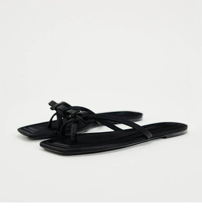 Flip Toe Flats Vacation Style Slippers Outwear Bows