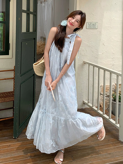 Lazy Vacation Style Dress Summer Elegant Halter