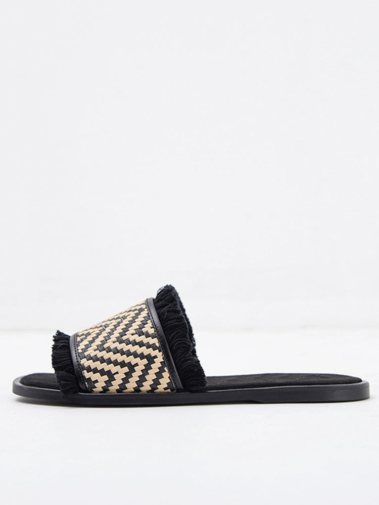 Summer Fashion Casual Flat Woven Tassel Sandals