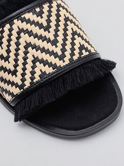Summer Fashion Casual Flat Woven Tassel Sandals