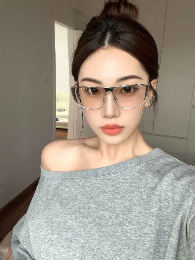 2024 New Autumn New One-Piece Windproof Goggles Y2g Cat Eye Retro Concave Shape Sunglasses Women's Fashionable