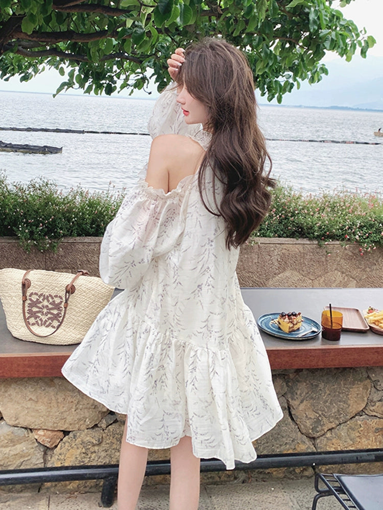 Strapless Dress Covering Belly Thin French Fairy Halterneck