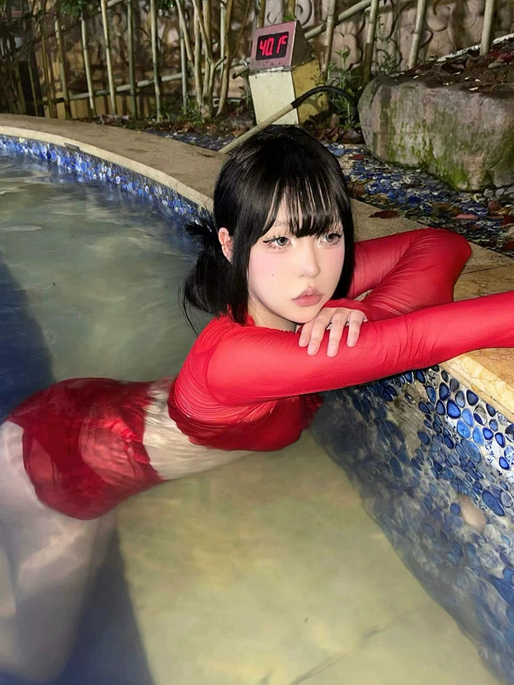 Swimsuit Female 2024 New Arrival Best Selling Red Bikini Fancy Girl Hot Spring Separates Seaside Vacation Three-Piece Suit