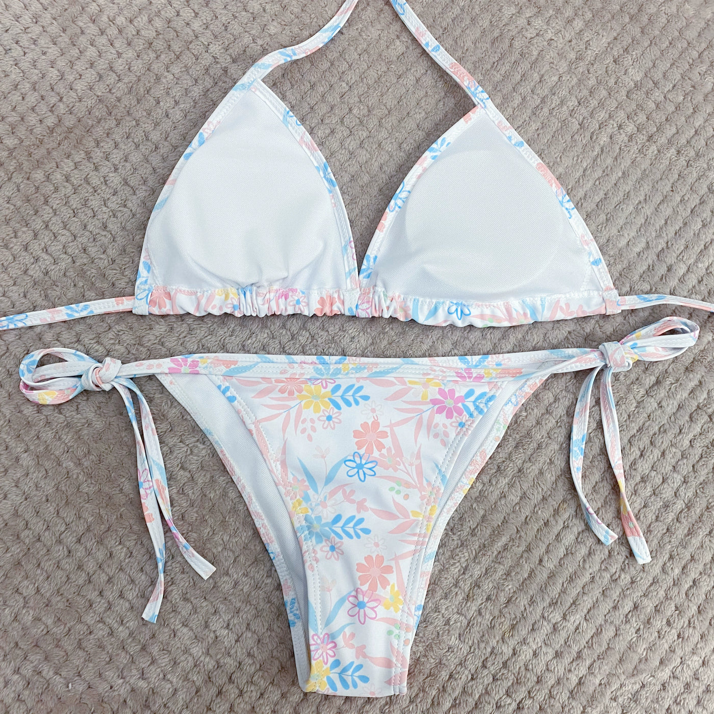 Print Tube Top Bikini Strap Three-Point Bikini Surfing Swimsuit Female Sexy Sanya Vacation Swimwear