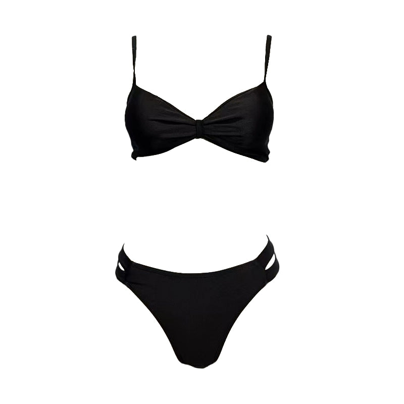 Amber Foreign Trade Original Garment Advanced Black Sexy Two-Piece Swimsuit Hot Spring Vacation Fashion Bikinis Fairy Style With Chest Pad