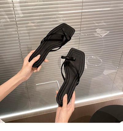 Flip Toe Flats Vacation Style Slippers Outwear Bows