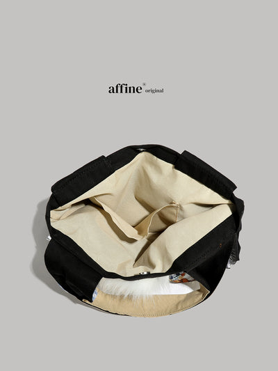 Y2g Cute Funny Stylish Niche Style Patchwork Stuffed Fur Bag College Student Work Clothing Cartoon Canvas Shoulder Bag