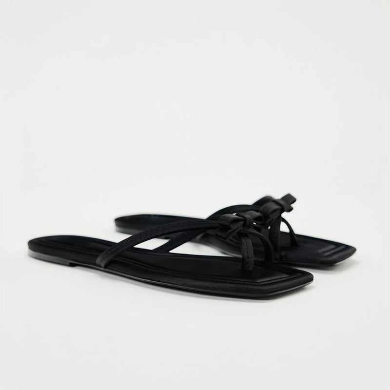 Flip Toe Flats Vacation Style Slippers Outwear Bows