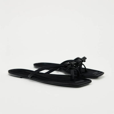 Flip Toe Flats Vacation Style Slippers Outwear Bows