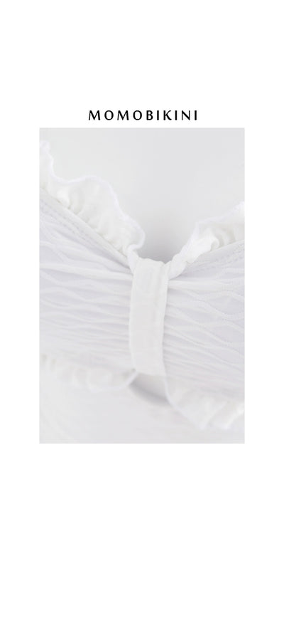 Holiday White Long Sleeves Female Student Hot Spring Bathing Suit