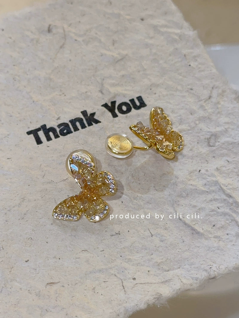 Niche Style Crystal Butterfly Vacation Style Mosquito Coil Ear Clip