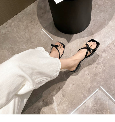 Flip Toe Flats Vacation Style Slippers Outwear Bows