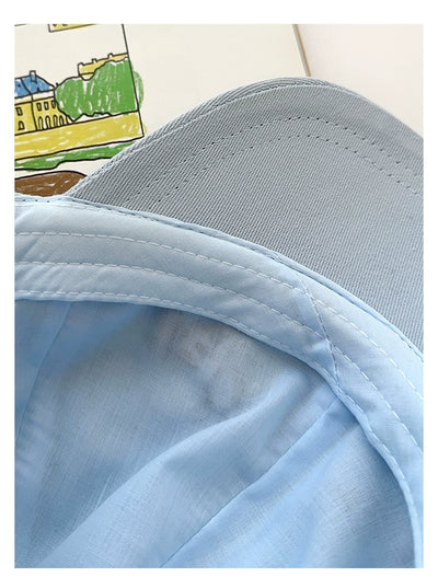 Y2g Sweet Cute Light Blue Cat Stuffed Ears Embroider Baseball Cap Female Easiest for Match Face-Looking Small Peaked Cap