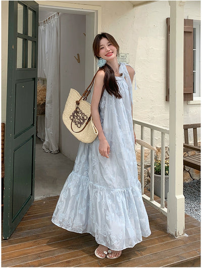 Lazy Vacation Style Dress Summer Elegant Halter