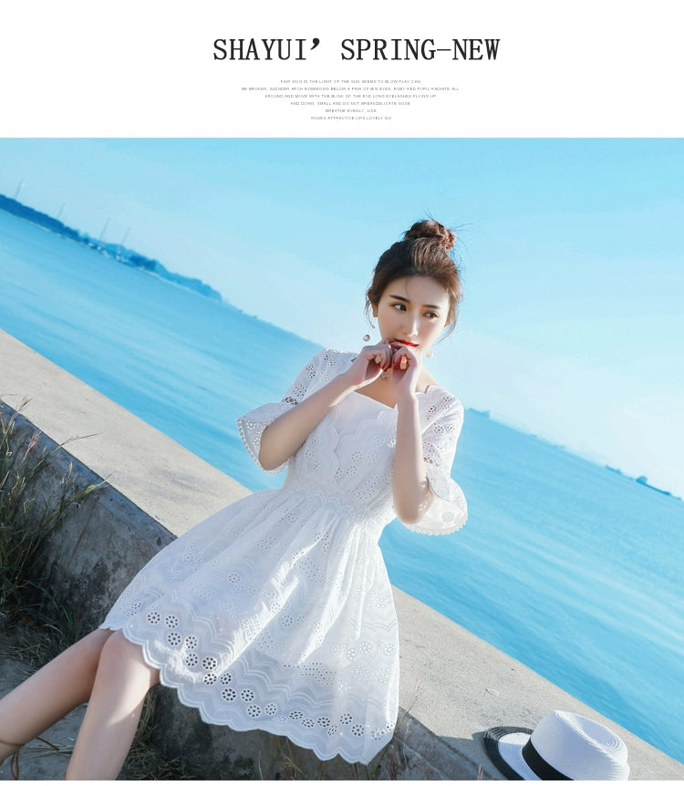 2023 Spring and Summer White Slimming Fresh Dress