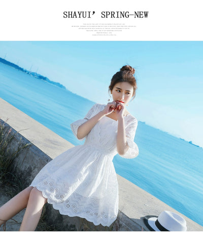 2023 Spring and Summer White Slimming Fresh Dress