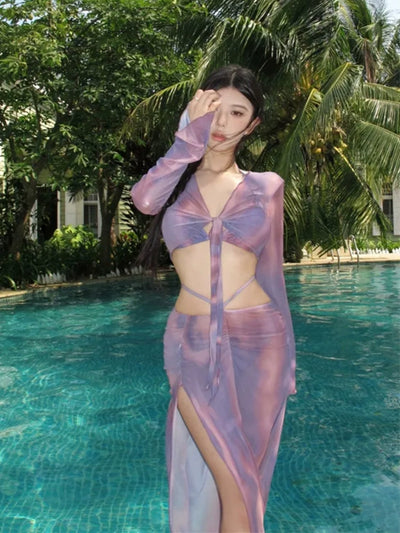 Women's Four-Piece Dress Silm Thin Bikini Swimsuit