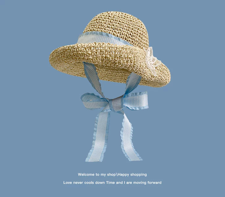 Korean Style Small Flower Women's Seaside Beach Bow Straw Hat