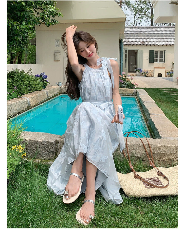 Lazy Vacation Style Dress Summer Elegant Halter