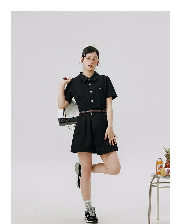 Li Xiaosan Loose-Fit Black Working Wear Dress Fake Two-Piece