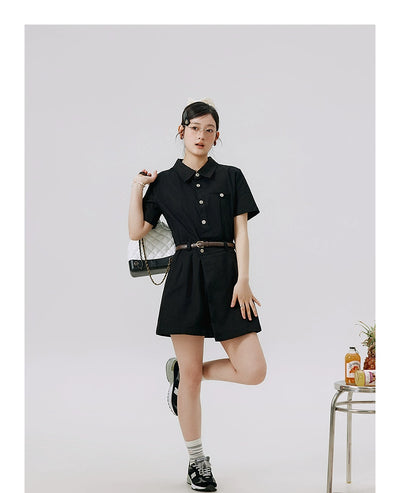 Li Xiaosan Loose-Fit Black Working Wear Dress Fake Two-Piece