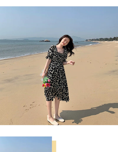 Super Fairy Open Back Chiffon Tea Break French Floral Dress