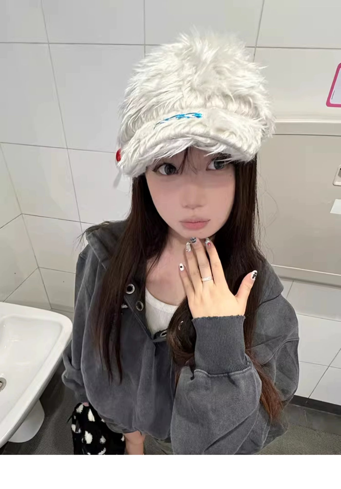 2024 K-style Ins Style 777 Color Embroider Plush Peaked Cap Female Street Baseball Cap Y2g Sexy Trendy