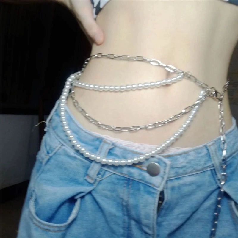 Yk2 Hot Girls Wearing Disco Dancing Fairy Ins Metal Chain